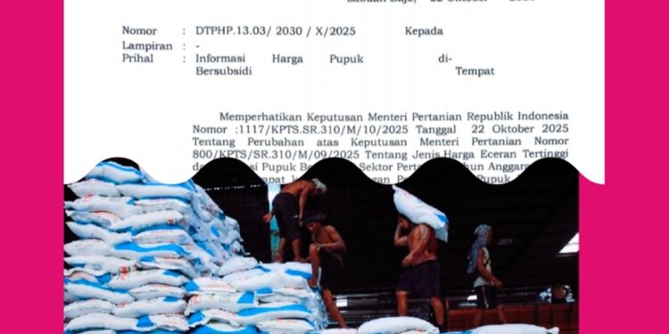 Pemerintah Turunkan Harga Pupuk Subsidi Hingga 20 persen dari harga lama , Kini Per pasang hanya Rp 182 .000 : Yang Menjual Pupuk Subsidi Melampaui HET akan dipenjara !