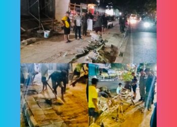 Trotoar di Jalan Soekarno- Hatta Dibongkar Tanpa Izin, Satpol PP Mabar Hentikan Aktivitas !