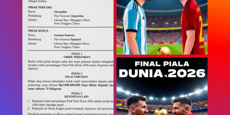 MELEDAK! Taruhan Final Piala Dunia 2026 di Labuan Bajo: Kalah Bayar Rp1 M + Emas 74 Kg, Surat Tanpa Materai Tetap Jadi Bukti