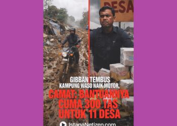 GIBRAN TEMBUS KAMPUNG WASO NAIK MOTOR, CAMAT: BANTUANNYA CUMA 300 TAS UNTUK 11 DESA