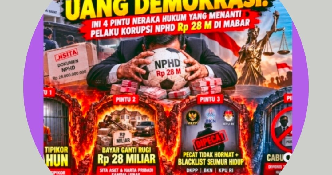MAIN BOLA DENGAN UANG DEMOKRASI! INI 4 PINTU NERAKA HUKUM YANG MENANTI PELAKU KORUPSI NPHD Rp 28 M DI MABAR