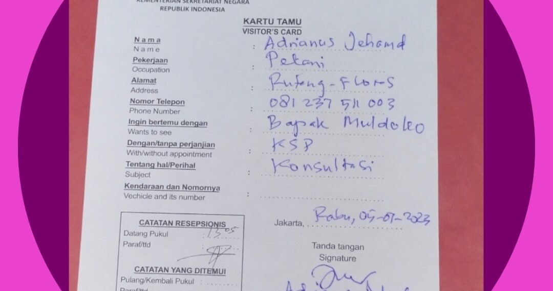 DARI SAWAH KE ISTANA! Adrianus Jehamat, Petani Asal Puing-Waka Buktikan Perjuangan Provinsi Flores Sampai ke Meja KSP Moeldoko – 05 Juli 2023 Pukul 13.05 WIB !
