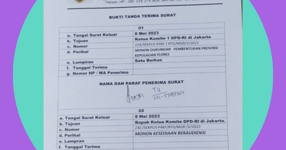 TIGA PILAR DITAKLUKKAN! P4KF Paham Betul Aturan Main, Kini Giliran Ketua Komite I DPD RI Bidang Pemekaran Resmi Terima Surat Provinsi Kepulauan Flores – Paraf FAJRI TU Jadi Bukti !