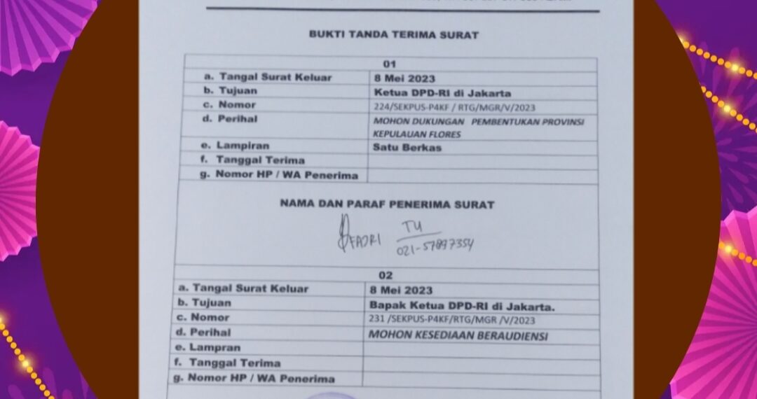 KOMPLIT! Bukan Hanya Komite I, P4KF Juga Kantongi Bukti Surat Resmi Diterima Ketua DPD RI – Loby Provinsi Flores Tembus Puncak Pimpinan DPD RI di Senayan !