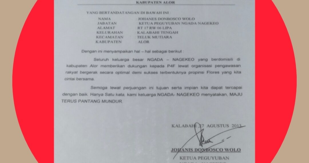 DARI UJUNG ALOR UNTUK FLORES! Keluarga Besar Ngada-Nagekeo di Kalabahi Gedor Meja P4KF: Maju Terus Pantang Mundur, Provinsi Flores Harga Mati!