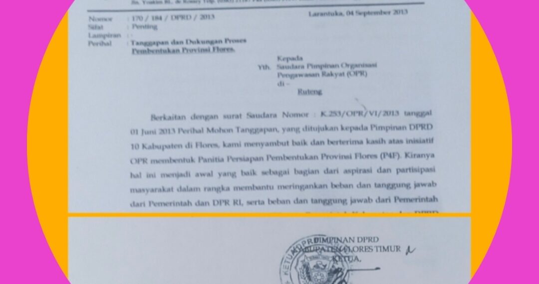 Restu Penuh Dari Ujung Timur Flores! Ketua DPRD Flores Timur Drs. Marius Payong Paty Dukung Sepenuhnya OPR Bentuk P4F dan Desak Segera Pertemuan Akbar Gubernur NTT Dengan 10 Bupati se-Flores