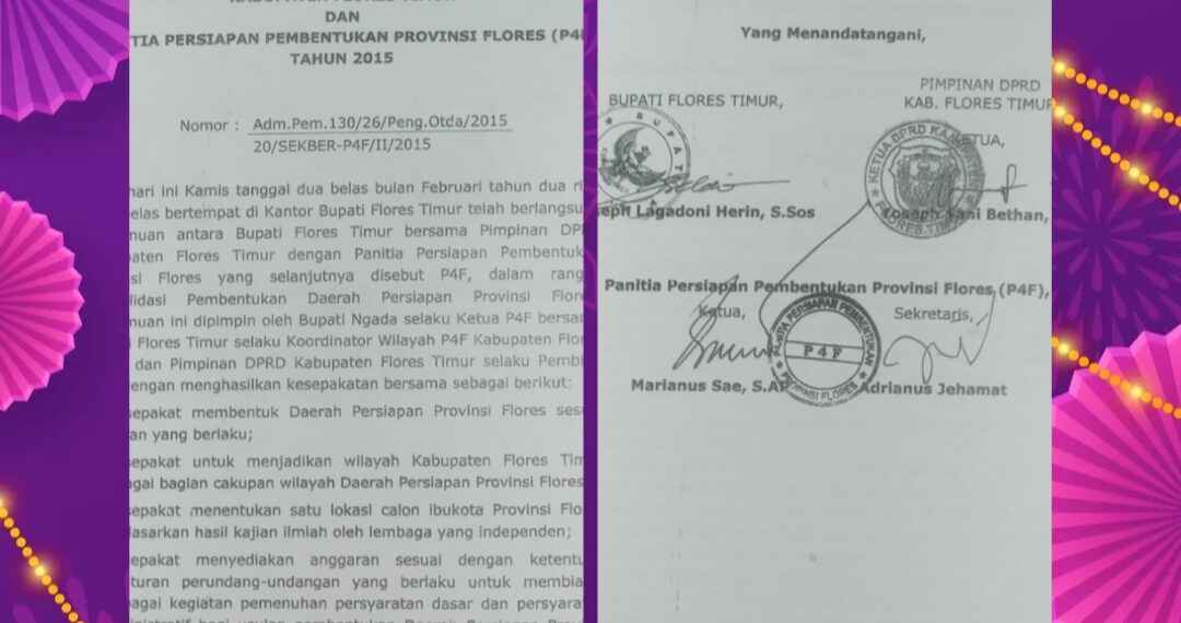 JEJAK SEJARAH P4F DI LARANTUKA: BUPATI DAN DPRD FLOTIM TEKEN KESEPAKATAN DUKUNG PROVINSI FLORES
