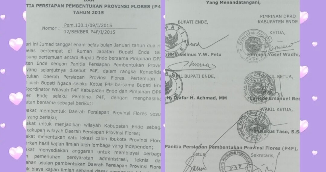 LUAR BIASA ! DOKUMEN RAHASIA 2015 TERBONGKAR: BUPATI & DPRD ENDE SEPAKAT DUKUNG PROVINSI FLORES, IBUKOTA SERAHKAN KE KAJIAN ILMIAH INDEPENDEN, BUKAN KLAIM SEPIHAK !