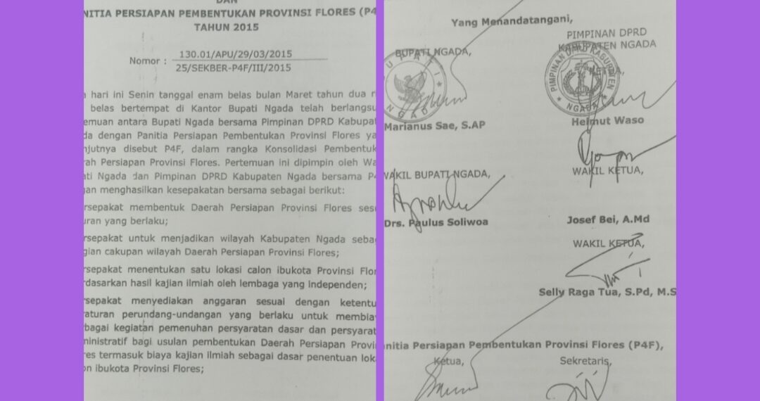 SAH! 5 KABUPATEN SUDAH TEKEN! NGADA JADI KABUPATEN KELIMA DUKUNG PROVINSI FLORES, IKUT PAKTA IBUKOTA VIA KAJIAN ILMIAH INDEPENDEN
