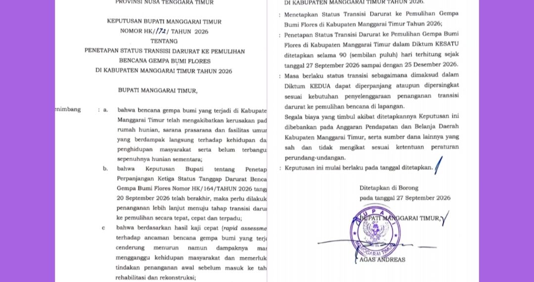 BREAKING! SK HK/72/2026 TERBIT – MATIM RESMI TRANSISI DARURAT KE PEMULIHAN GEMPA M7,7