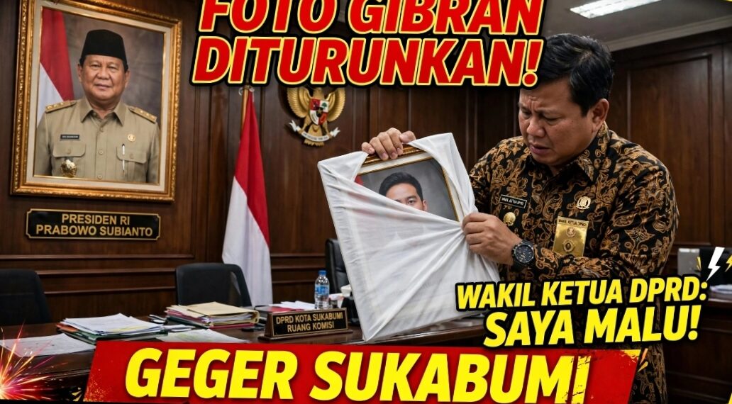 GEGER SUKABUMI! FOTO WAPRES GIBRAN DITURUNKAN DARI DINDING DPRD – WAKIL KETUA DPRD PDIP: SAYA MALU, WAPRES TAK BISA BUKTIKAN IJAZAH SMA!