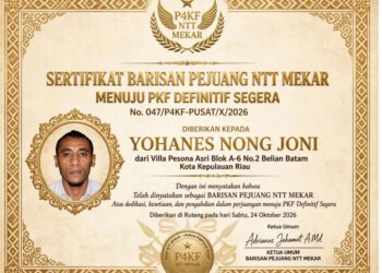 BATAM GEMPUR NTT MEKAR! YOHANES NONG JONI – PEJUANG 47 DARI KEPRI DAFTAR DI P4KF!